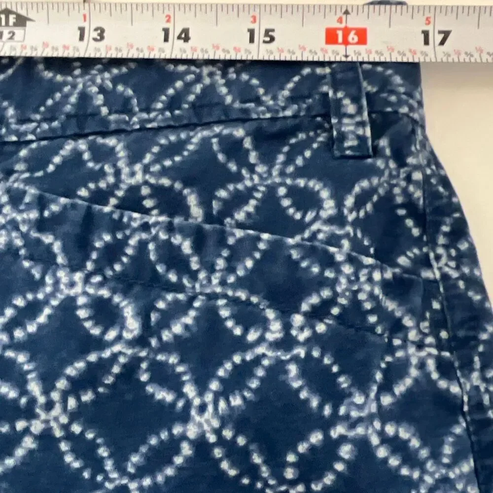 Lauren Jeans Co. Women's Blue‎ Geometric Drawstring Cotton Casual Shorts Size 8